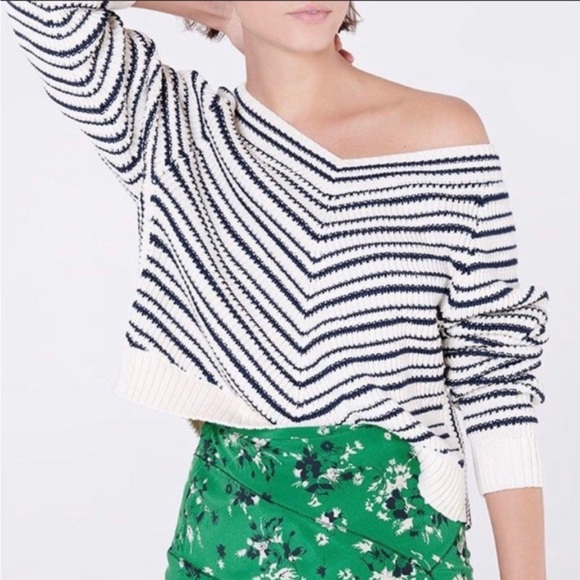 Veronica Beard kaela striped neck sweater - Picture 1 of 6